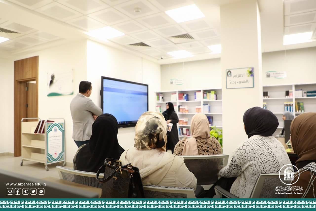 The Central Library Department at Al-Zahraa University receives female students from the Arabic Language Department